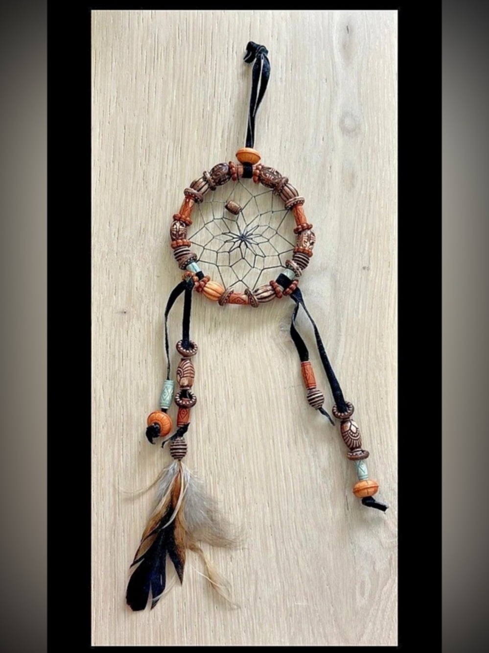 Dream Catcher Handmade Feathers Native American Ornate Beads Car/Wall Hanging